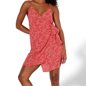 O’Neill Marlo Red Floral Print Wrap Dress XS